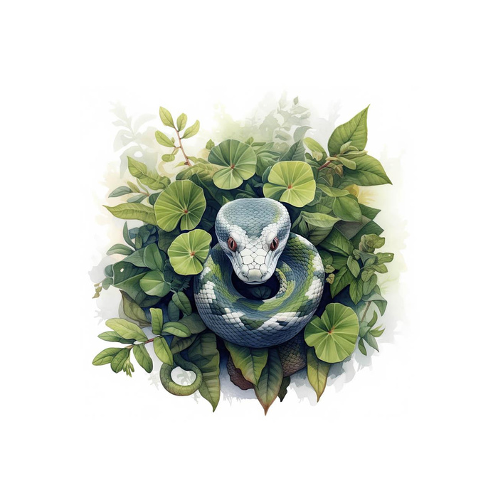 WATERCOLOR SNAKE - panel (60cm x 50cm) SINGLE JERSEY