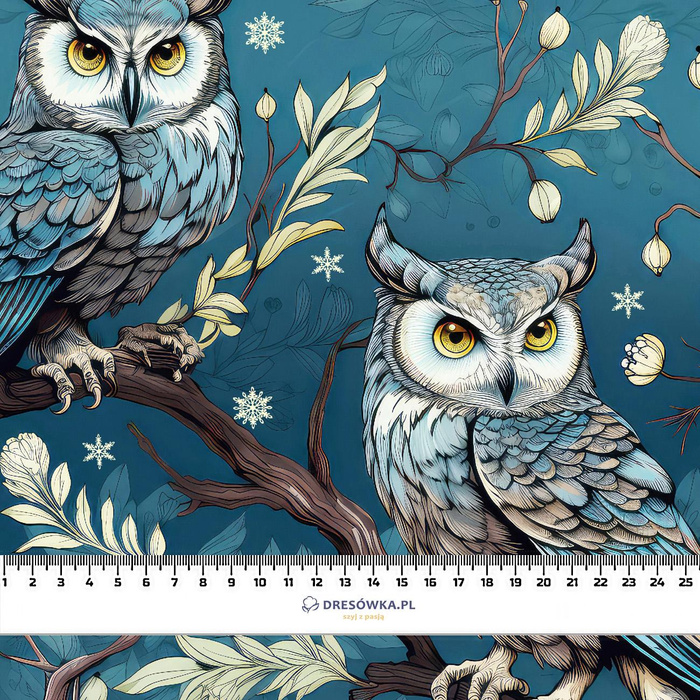 PASTEL BIRDS M.3 (EULE) - Wintersweat angeraut mit Elastan ITY