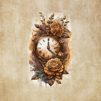 STEAMPUNK CLOCK - panel (60cm x 50cm) SINGLE JERSEY