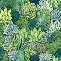SUCCULENT PLANTS WZ. 5- Welur tapicerski