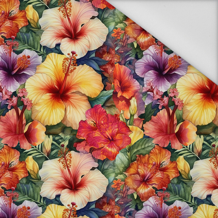 FLOWERS PAPAYA ORANGE WZ. 3 - Waterproof woven fabric