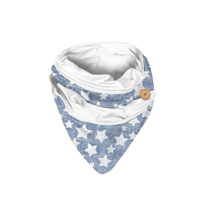 BUTTON SCARF - WHITE STARS / vinage look jeans (blue) - sewing set