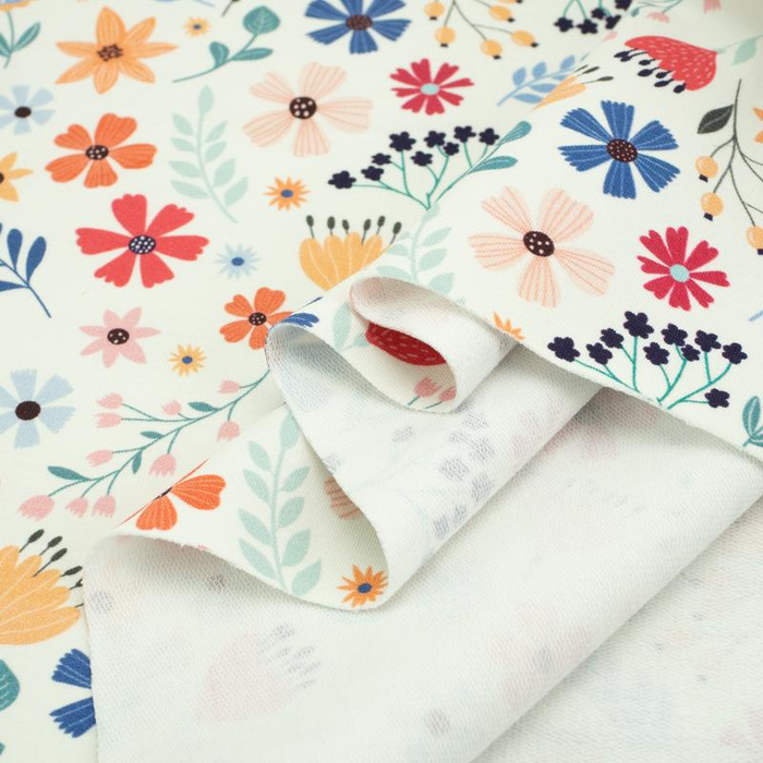 COLORFUL FLOWERS / vanilla - looped knit 