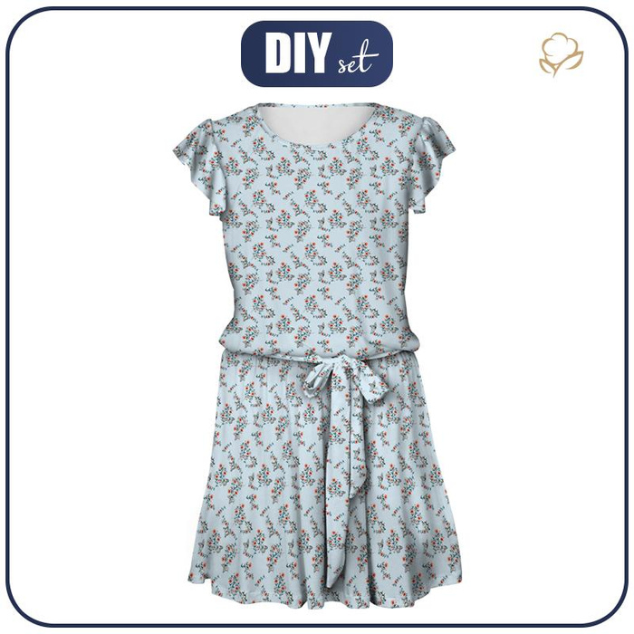 KLEID "EMMA" - STIEFMÜTTERCHEN UND SCHMETTERLINGE / hellblau - Viskosejersey mit Elasthan S