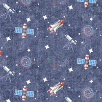COSMIC MIX PAT. 3 (SPACE EXPEDITION) / ACID WASH DARK BLUE - looped knit fabric