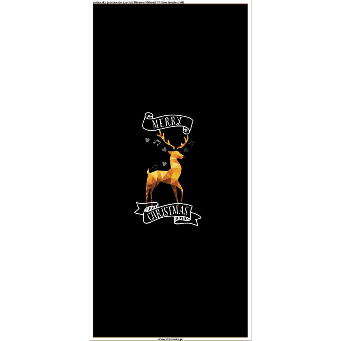 KISSEN 45x45 - GOLDENER HIRSCH / Merry Christmas - Vorderseite + Rückseite