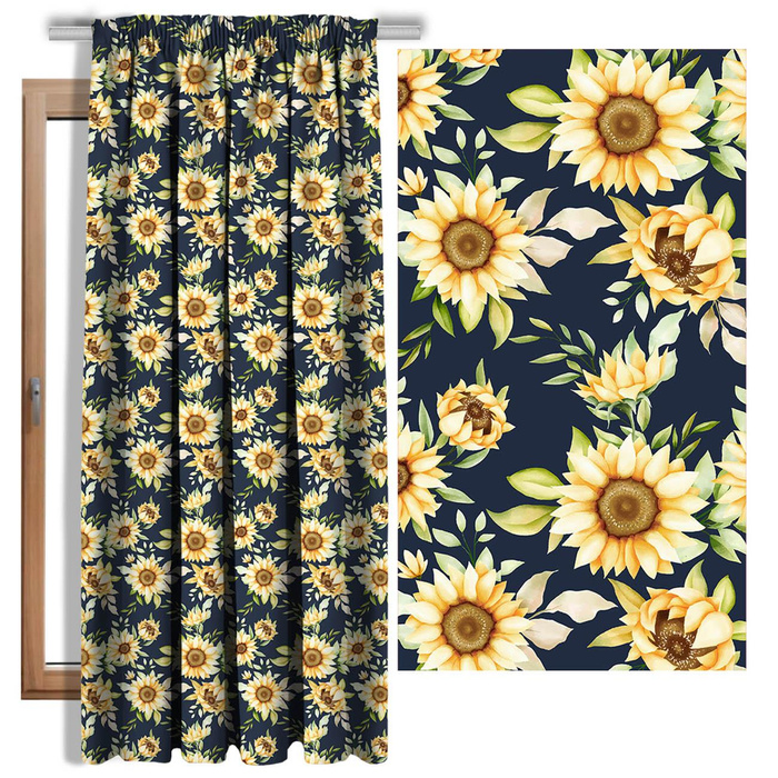 SUNFLOWERS PAT. 5 / dark blue - lycra 300g