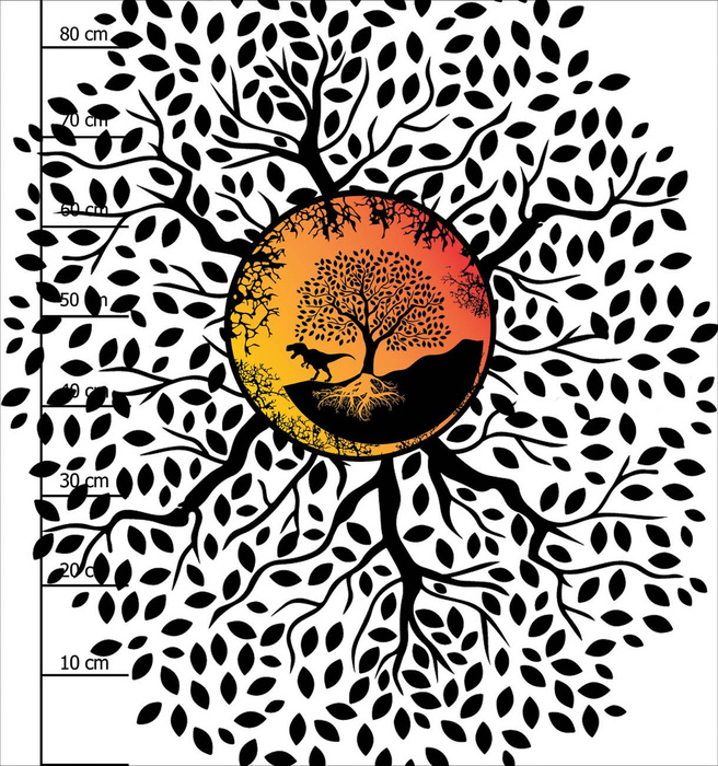 TYRANNOSAURUS (BAUM) / weiß - Paneel (75cm x 80cm)