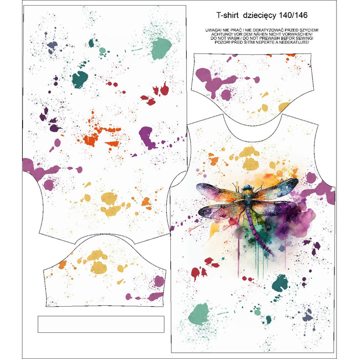 KID’S T-SHIRT - WATERCOLOR DRAGONFLY - sewing set (140/146)
