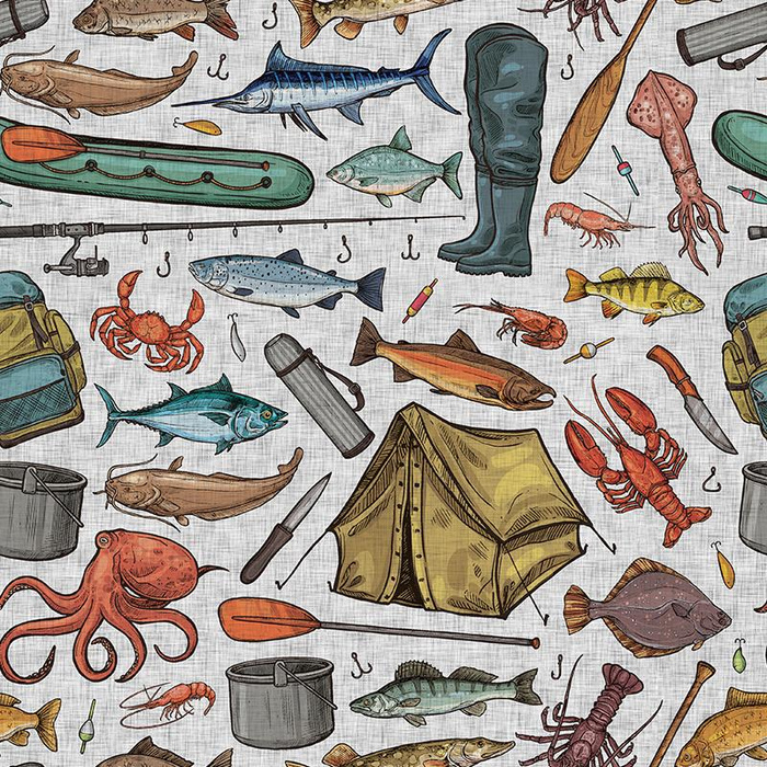 FISHING (HOBBIES AND JOBS) / acid - looped knit fabric