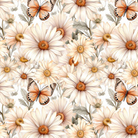 Butterfly & Flowers wz.4- Slub Weave
