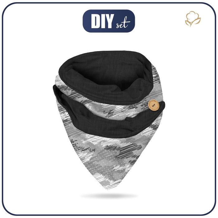 KNOPFSCHAL - CAMOUFLAGE - Kritzelei / grau - Nähset