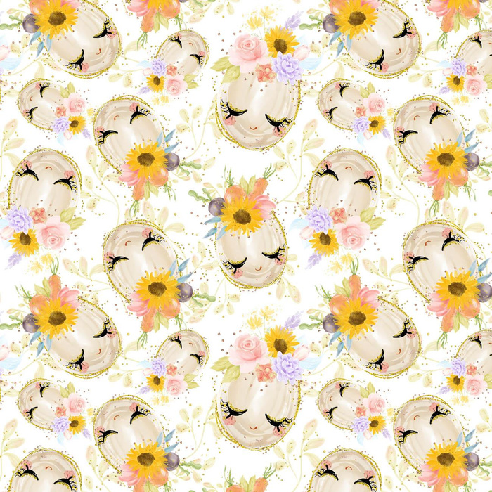 SLEEPING EASTER EGGS (CUTE BUNNIES) - Cotton woven fabric