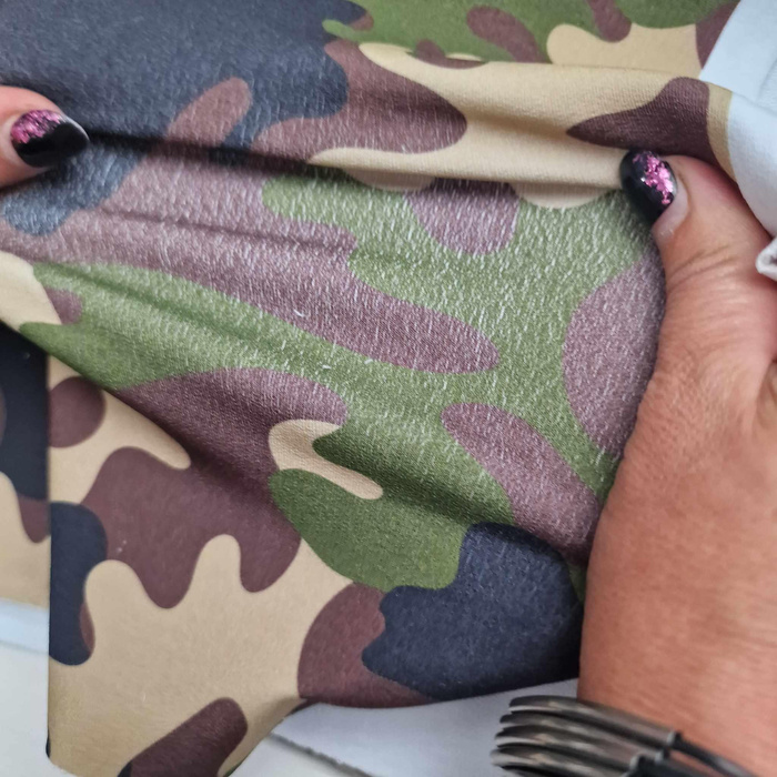 CAMOUFLAGE OLIVE - looped knit fabric