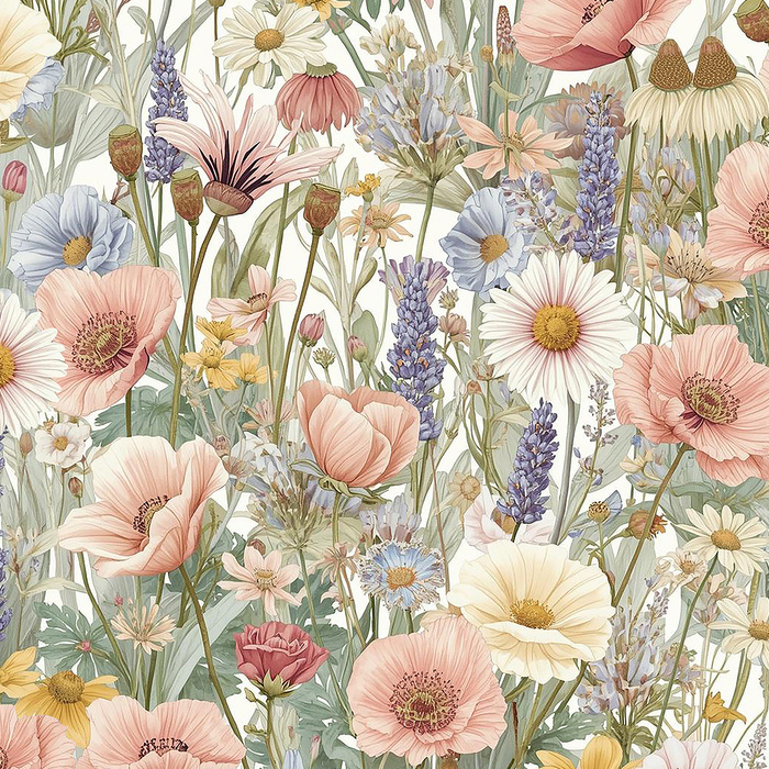 PASTEL FLOWERS WZ. 35 - Satyna