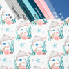 DOLPHINS pat. 2 (MAGICAL OCEAN) / white - Cotton woven fabric