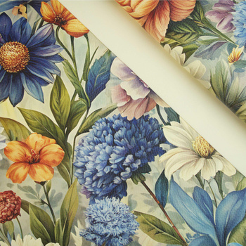 FLOWERS wz.15 (46 cm x 50 cm) - gruba ekoskóra tłoczona