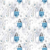 PENGUINS ON BEARS / white (ENCHANTED WINTER) - Cotton woven fabric