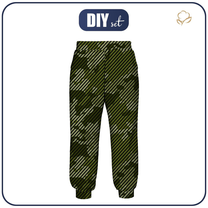 KID'S JOGGERS (ROBIN) - CAMOUFLAGE / STRIPES - sewing set (122/128)