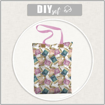 SHOPPER BAG - COLORFUL BOBBINS - Panama 220g - sewing set