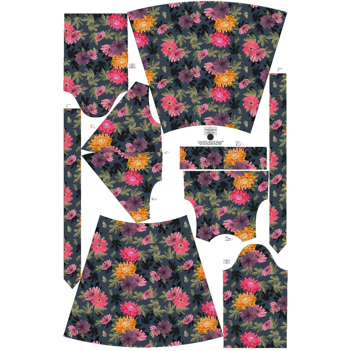 Zavinovací šaty (BIANCA) - FLORAL AUTUMN vz. 3 - Sada šití XXL