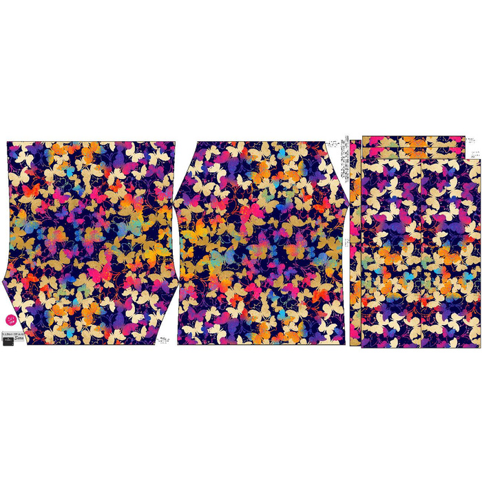 Carmenausschnitt Bluse (SARA) - SCHMETTERLINGE / bunt - Nähset 