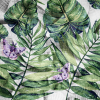 LEAVES AND INSECTS PAT. 4 (TROPICAL NATURE) / white - Cotton muslin