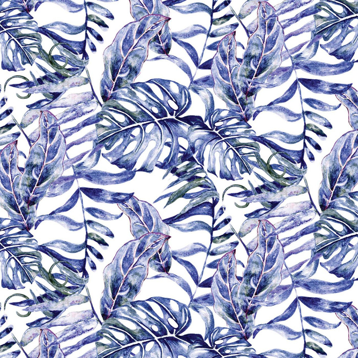 MINI LEAVES PAT. 3 (TROPICAL NATURE) (Very Peri) - looped knit fabric