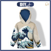 KID'S HOODIE (ALEX) - THE GREAT WAVE OFF KANAGAWA (Hokusai Katsushika) - looped knit fabric (98/104)