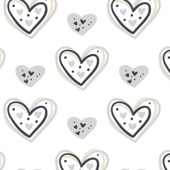 HEARTS (CONTOUR) pat. 3 / white (RAINBOWS AND HEARTS) - single jersey with elastane 