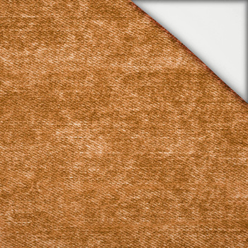 100cm ROZŘEZANÝ JEANS (karamel) - lehký, česaný úplet