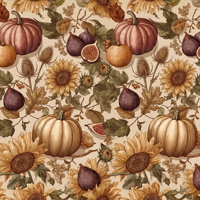 AUTUMN FLOWERS WZ. 28 - Drelich bawełniany