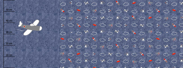 SAMOLOT (SAMOLOTY) / ACID WASH GRANATOWY - PANEL PANORAMICZNY (60 x 155cm)