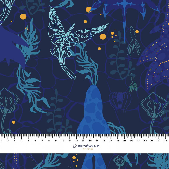 WATER WORLD / navy - looped knit fabric with elastane ITY