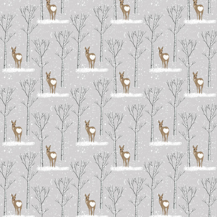 WINTER ROE DEER (WINTER) - looped knit fabric