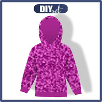 DĚTSKÁ MIKINA S KAPUCÍ (ALEX) - PIXELY Vz. 2 (fuchsie) - teplákovina 110/116