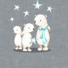 CHILDREN'S PAJAMAS " MIKI" - TEDDIES AND STARS / acid grey (MAGICAL CHRISTMAS FOREST) - Elastic cotton knit fabric (146/152)