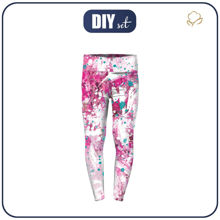 GIRLS THERMO LEGGINGS (DORA) - PINK SPLATTER - sewing set 146