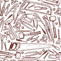 WERKZEUG / sepia - weiß - Baumwoll Webware