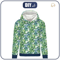 CLASSIC WOMEN’S HOODIE (POLA) - MINI LEAVES AND INSECTS PAT. 6 (TROPICAL NATURE) / white - looped knit fabric
