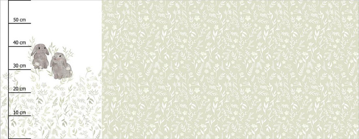 GREY BUNNIES (PASTEL BUNNIES) - panoramic panel looped knit (60cm x 155cm)