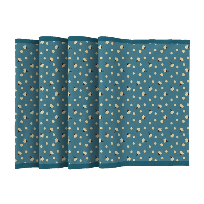 UBROUSKY A BĚHOUN - BÍLÉ KVĚTINKY / smaragdově zelená - Sada šití