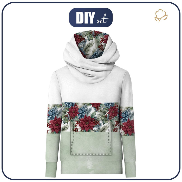 UNISEX HOODIE (HYDRA) - WINTER FLOWERS WZ. 14 - sewing set (122/128)