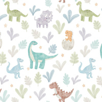 PAINTED DINOSAURS - Cotton woven fabric