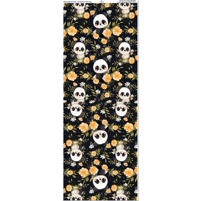 TURNBEUTEL - PANDY / BLUMEN - groß