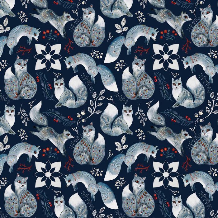 FOLK FOXES (FOLK FOREST) - Waterproof woven fabric