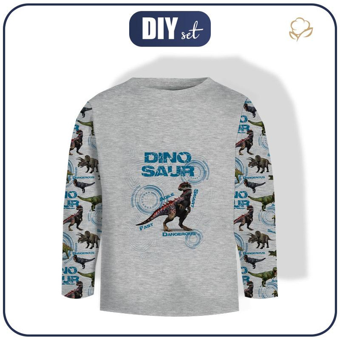 LONGSLEEVE - DINO VISIER / melange hellgrau - Single Jersey (110/116)