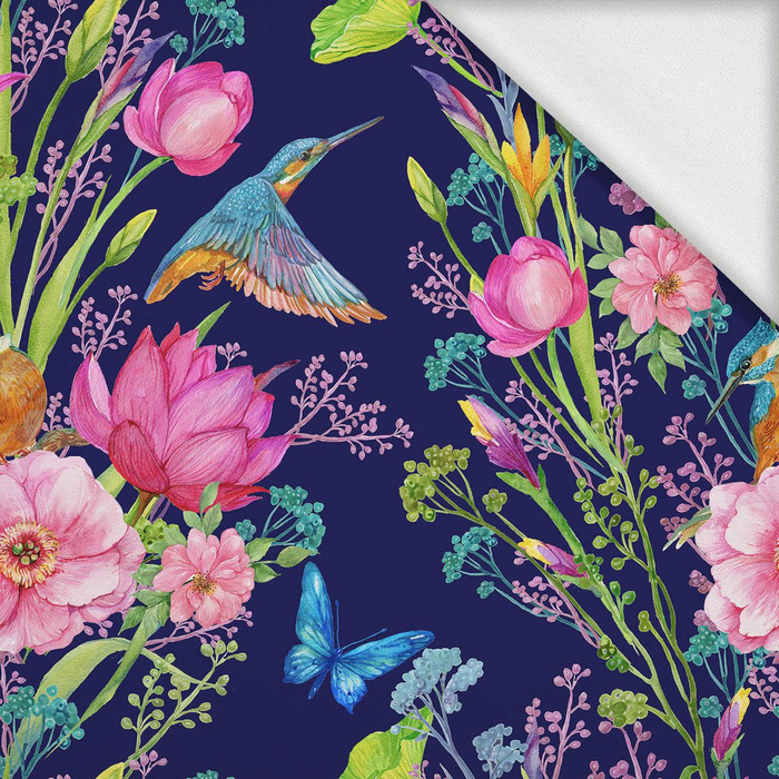 LEDŇÁČEK A MOTÝLI (LEDŇÁČEK NA LOUCE) / tmavomodrý - teplákovina s elastanem