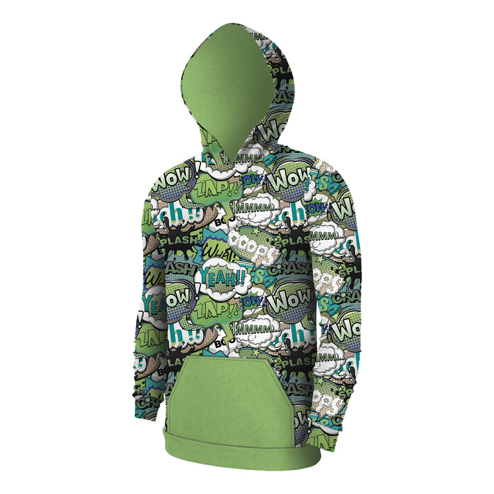 MEN’S HOODIE (COLORADO) - COMICS (green - blue) - sewing set XS