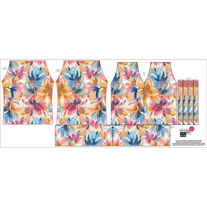 Carmenausschnitt Bluse (VIKI) - WATERCOLOR FLOWERS wz.8  - Nähset 